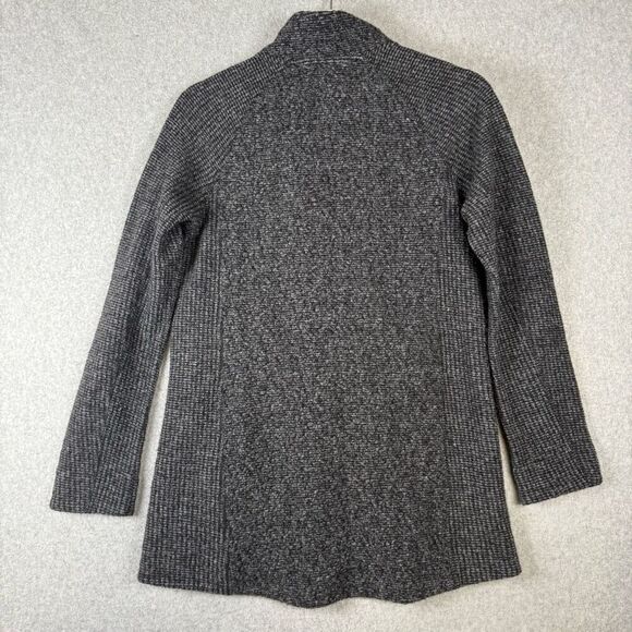 Title Nine Women Small Wool Blend Zip Front Swacket Sweater Jacket Black Pockets - Picture 3 of 7